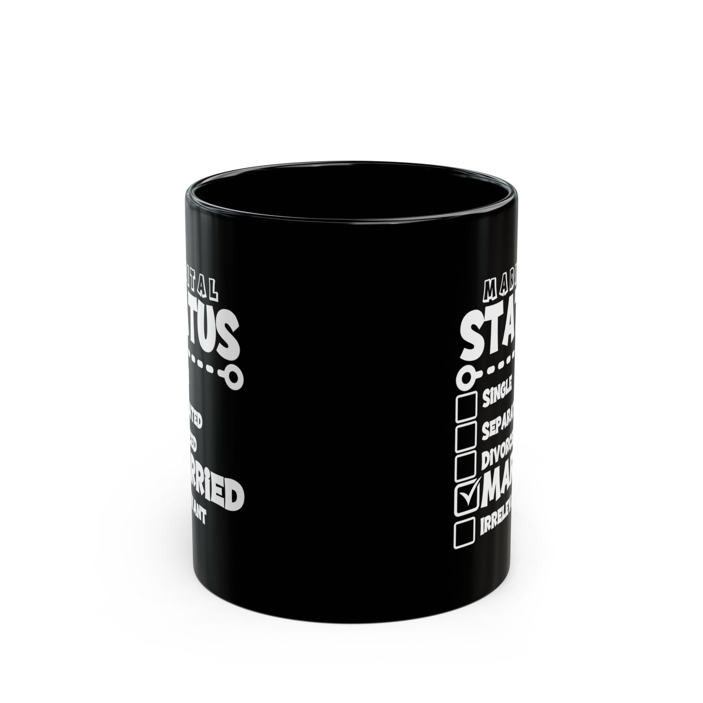 Funny Black Mug for Couples: Marital Status Checklist Mug, Wedding, Anniversary, Engagement Gift for Husband, Wife, Newlyweds