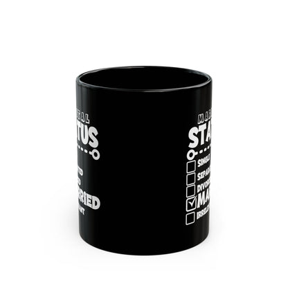 Funny Black Mug for Couples: Marital Status Checklist Mug, Wedding, Anniversary, Engagement Gift for Husband, Wife, Newlyweds