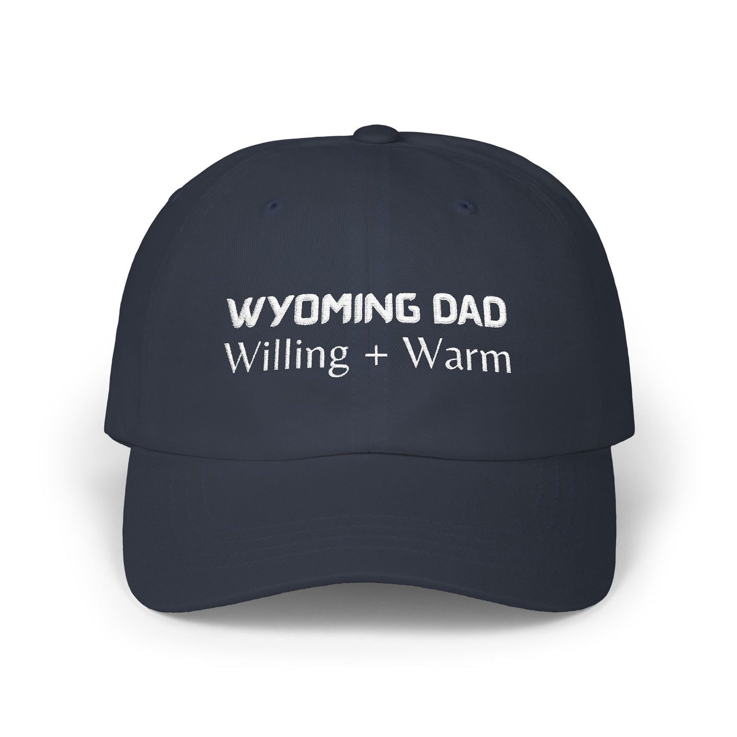 Navy Blue Baseball Cap. Best Embroidered Cap For Wyoming Dads.