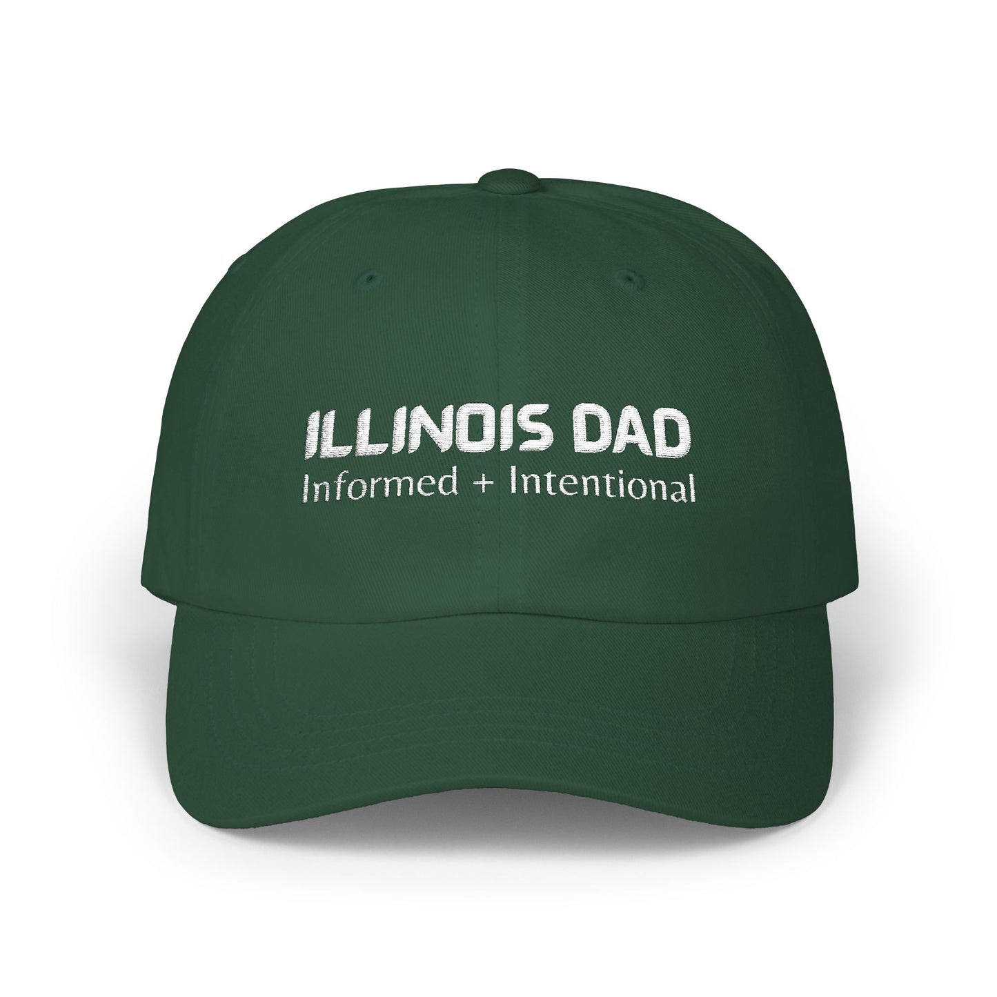 Green Baseball Cap. Best Embroidered Cap For Illinois Dads.