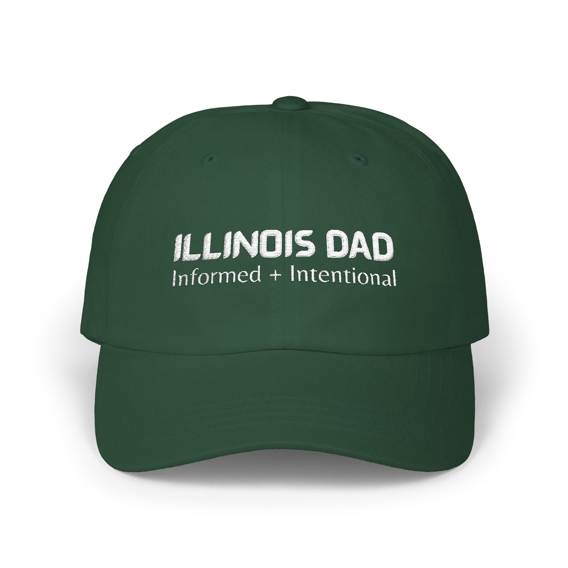 Green Baseball Cap. Best Embroidered Cap For Illinois Dads.