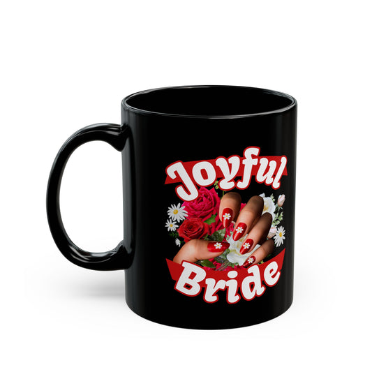 Joyful Bride Black Mug: Engagement, Wedding, Bridal Shower Gift | Future Mrs, Newlywed, Wife to Be Mug Present