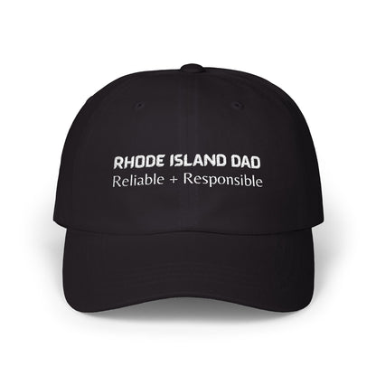 Black Baseball Cap. Best Embroidered Cap For Rhode Island Dads.