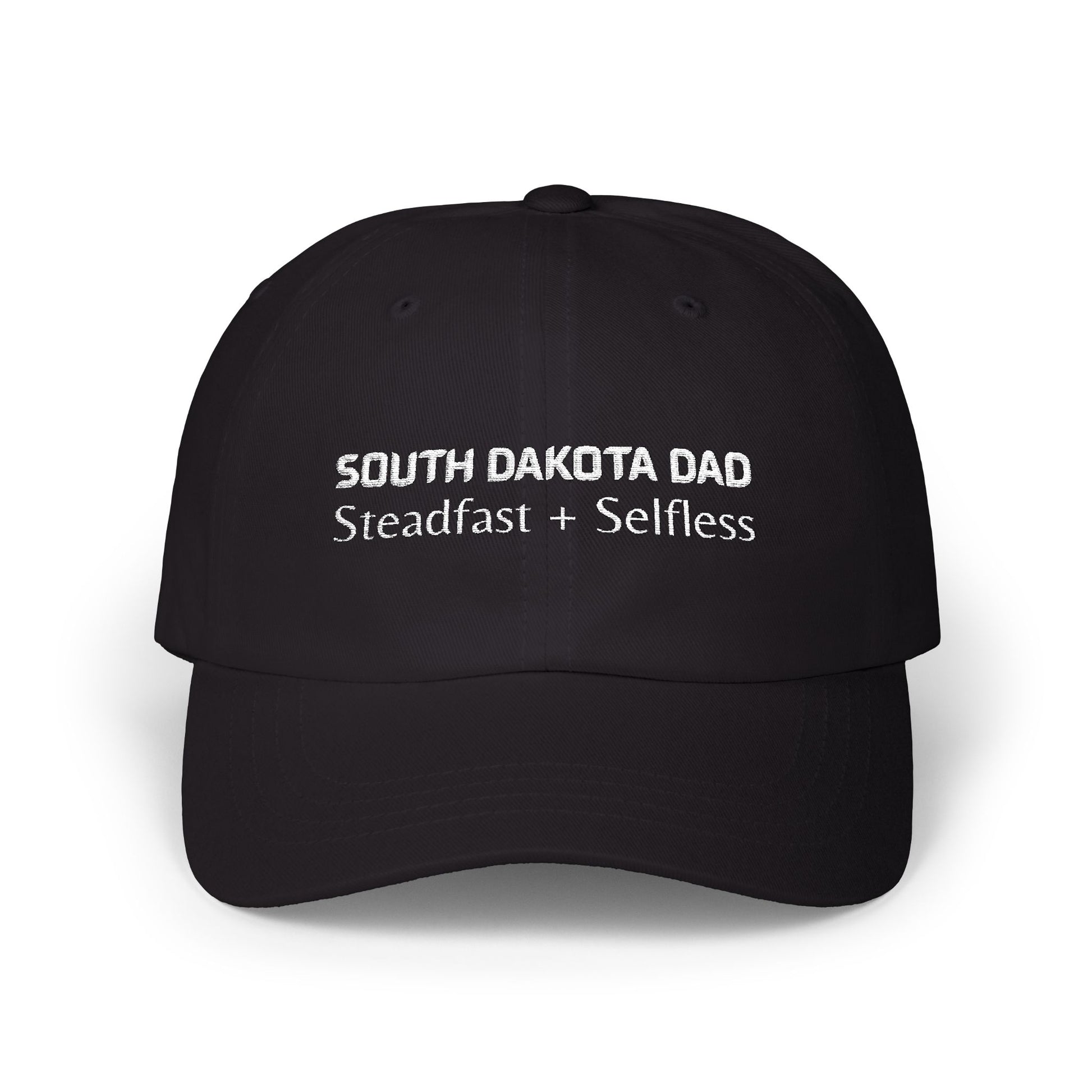 Black Baseball Cap. Best Embroidered Cap For South Dakota Dads.