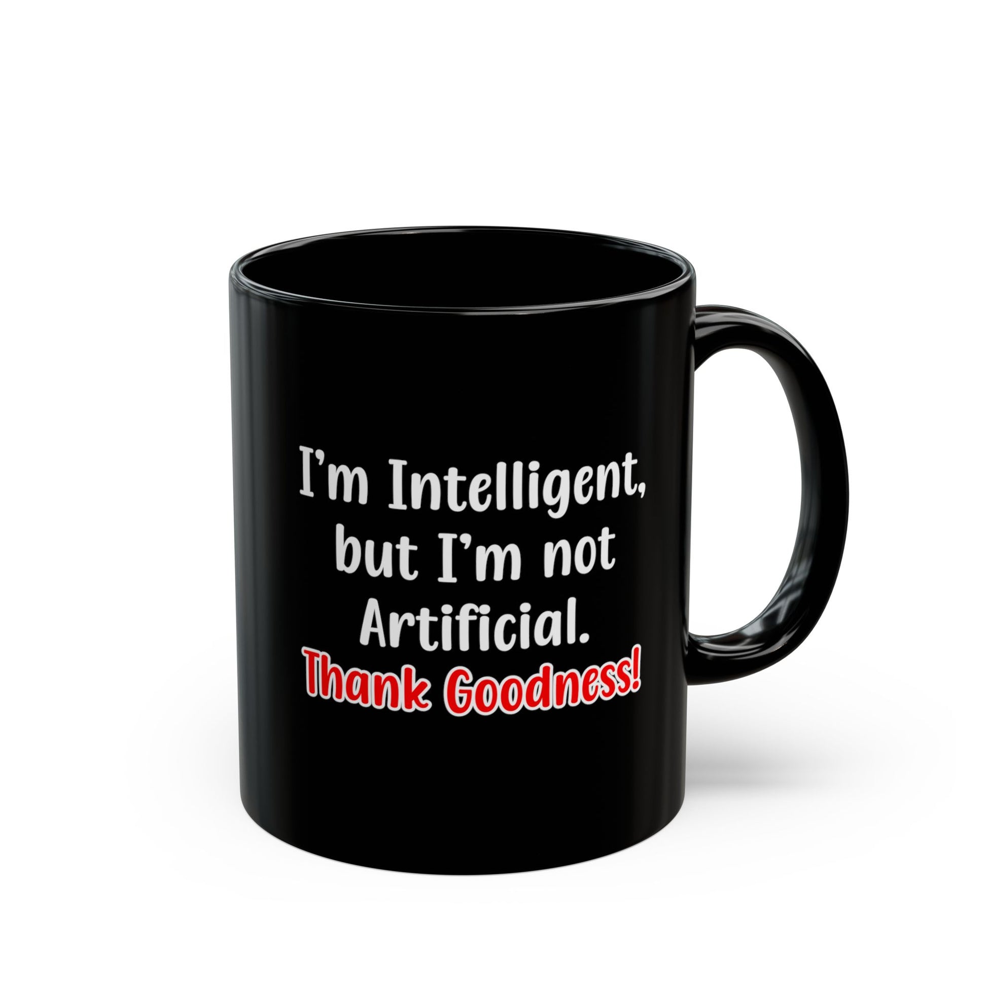 Black mug with AI funny sarcasm