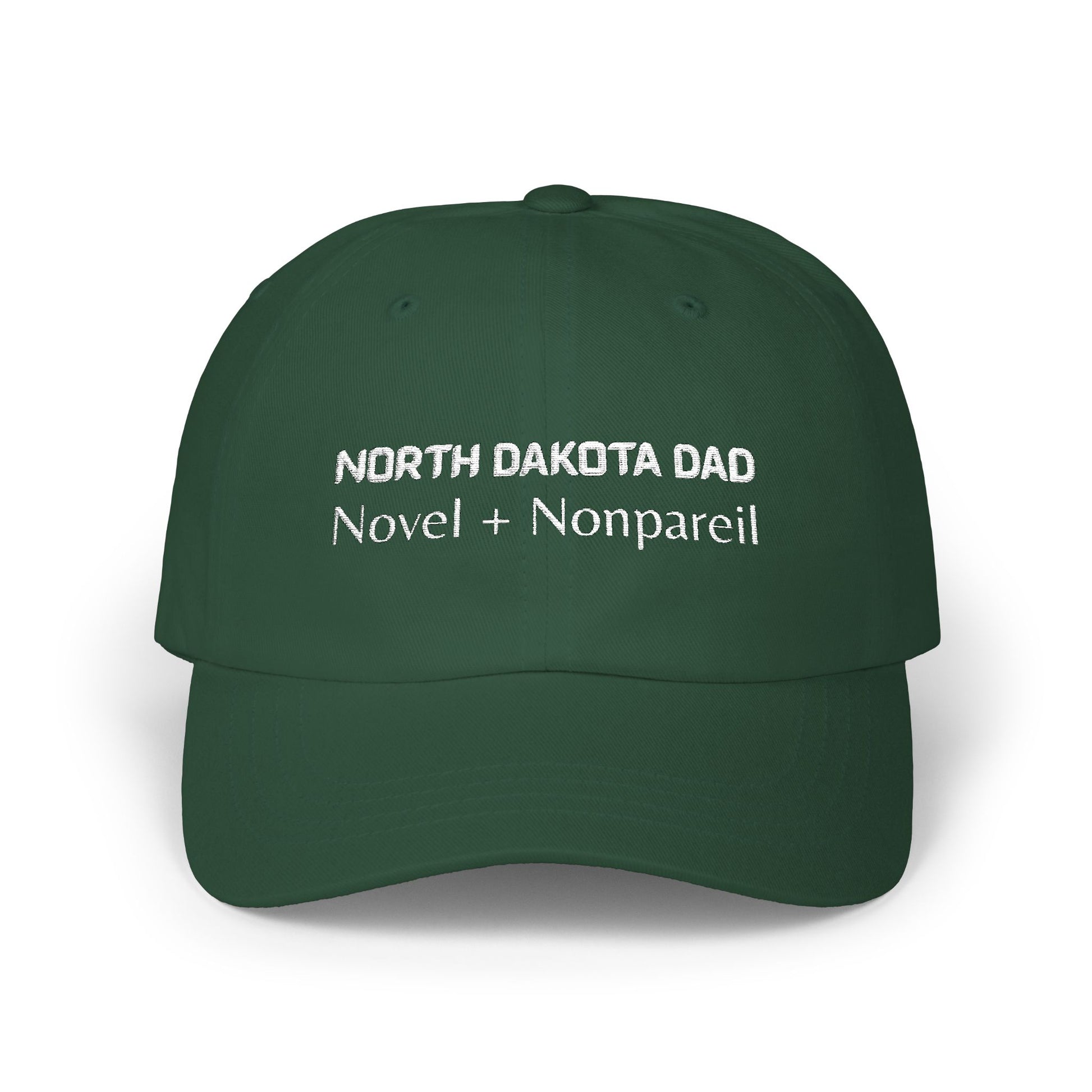 Green Baseball Cap. Best Embroidered Cap For North Dakota Dads.