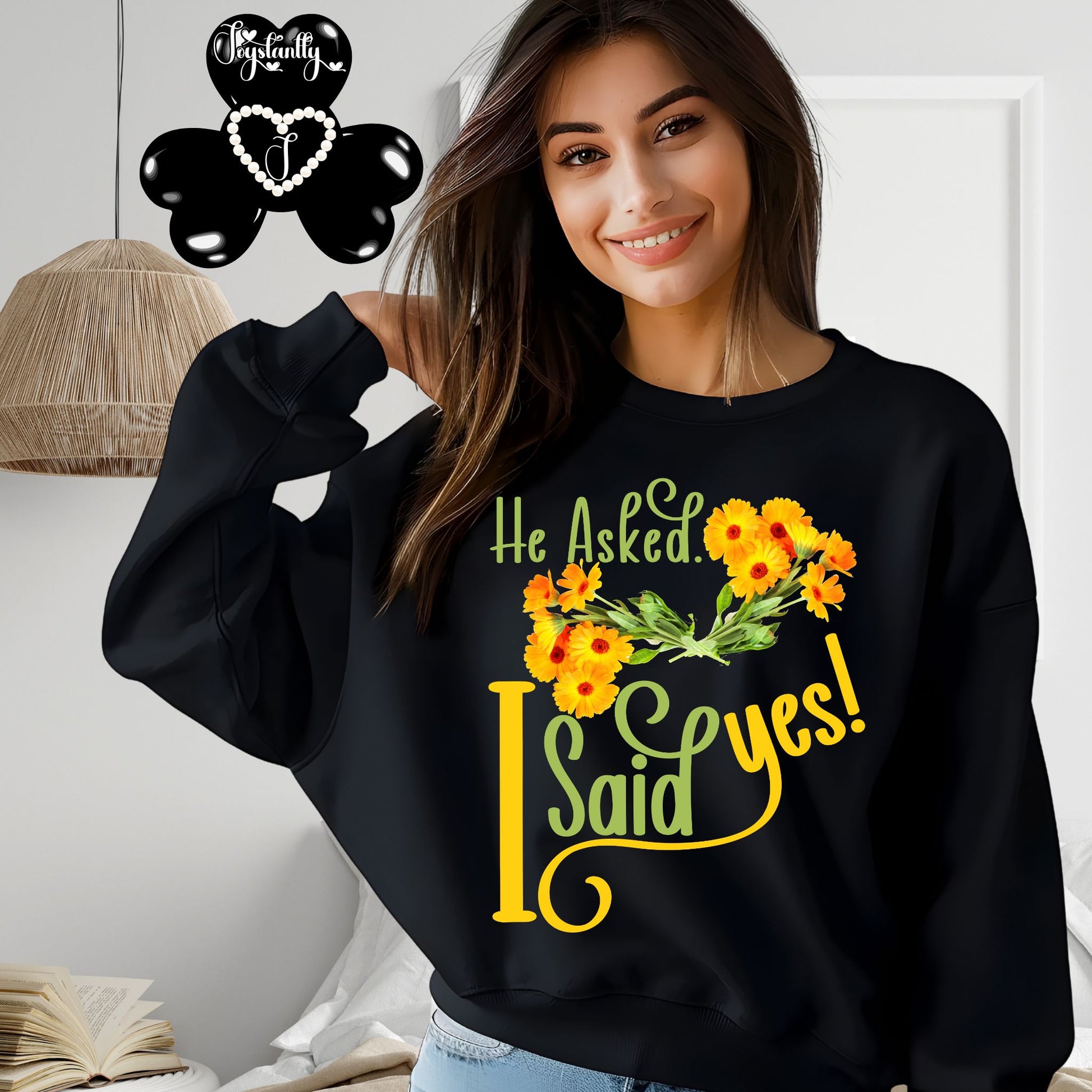 Engagement black sweatshirt for bride and bridal party.