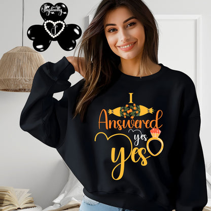 Engagement black sweatshirt for bride and bridal party.