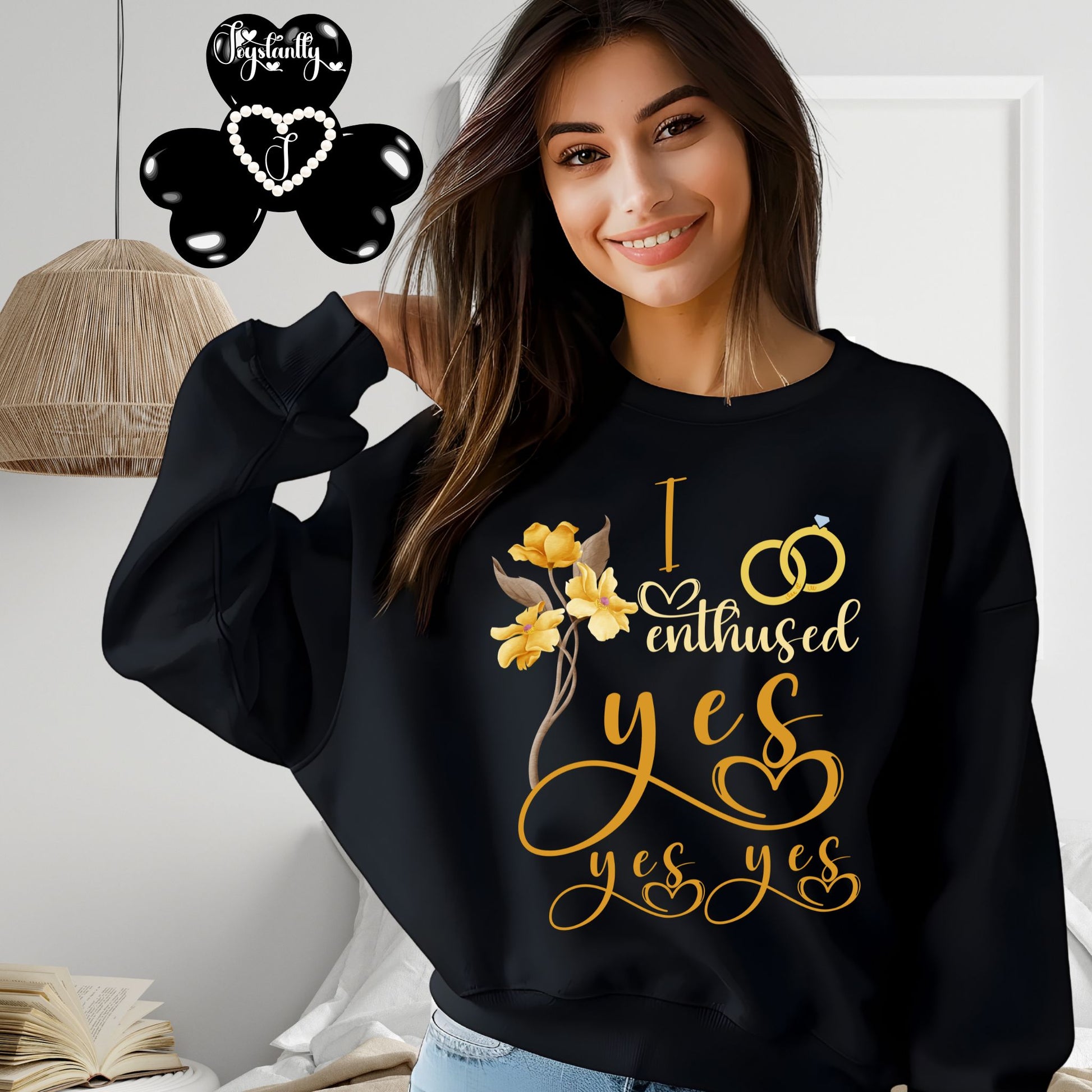 Engagement black sweatshirt for bride and bridal party.