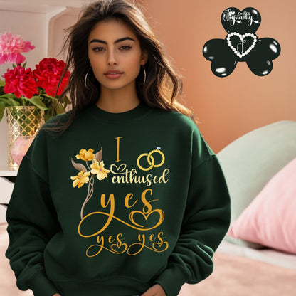 Engagement forest green sweatshirt for bride and bridal party.