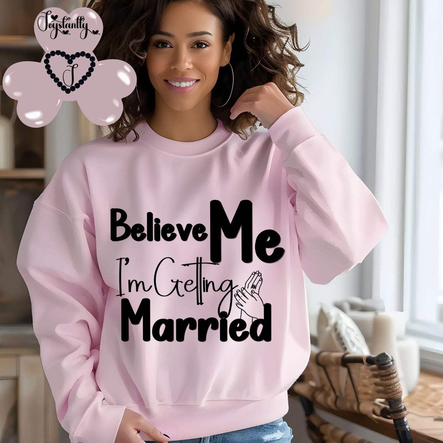 LIght pink sweatshirt for bride, light pink sweatshirt for bridal party.