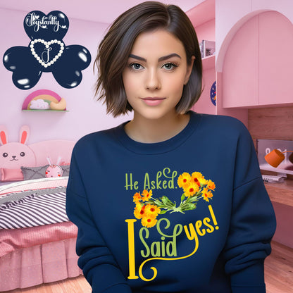 Engagement navy blue sweatshirt for bride and bridal party.