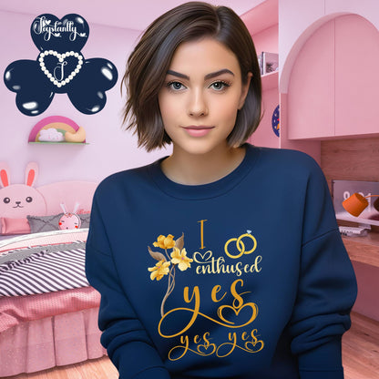 Engagement navy blue sweatshirt for bride and bridal party.