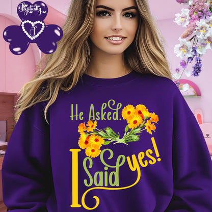 Engagement purple sweatshirt for bride and bridal party.