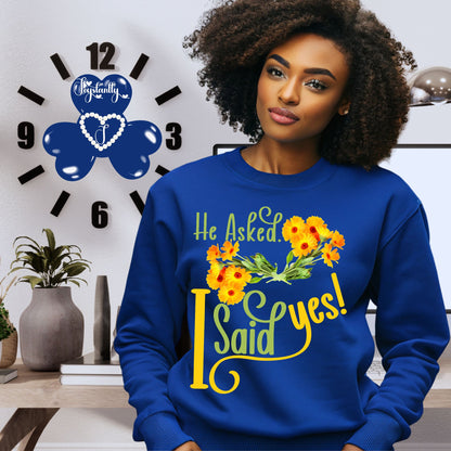 Engagement royal blue sweatshirt for bride and bridal party.