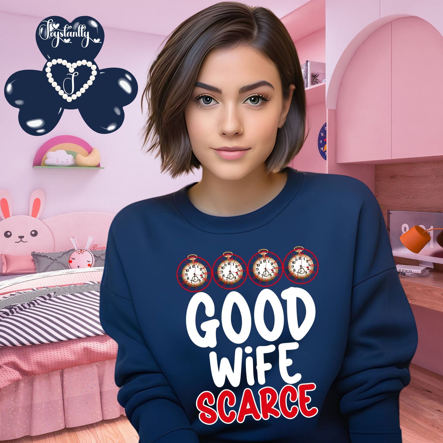 Funny Navy Blue Sweatshirt For Mums, Funny Navy Blue Sweatshirt For Wives.