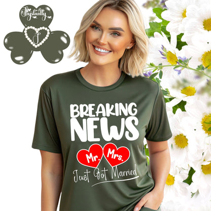 Military Green Shirt. Newlywed Honeymoon Shirt.