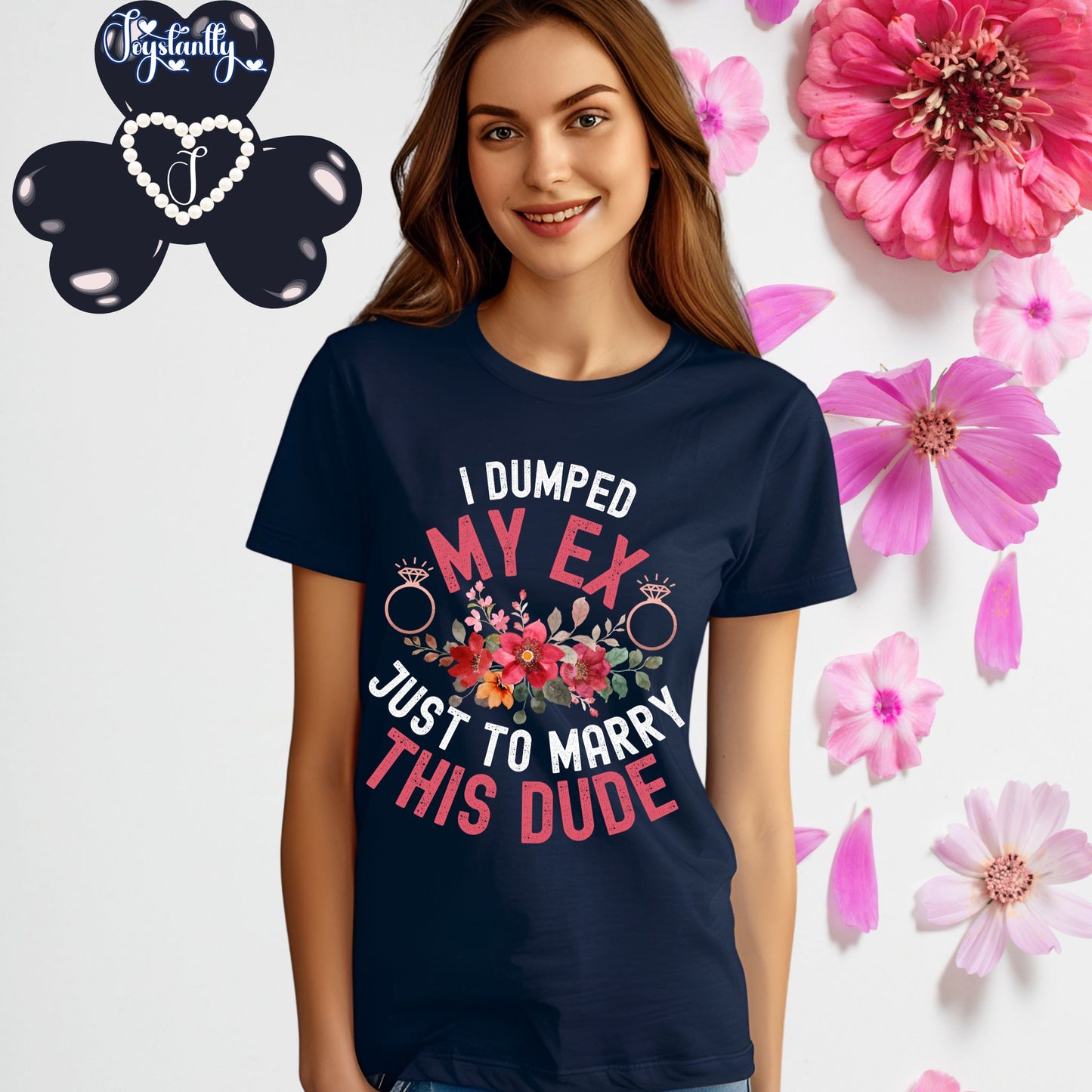 Navy Blue T-shirt. Cute Engagement Party T-Shirt 