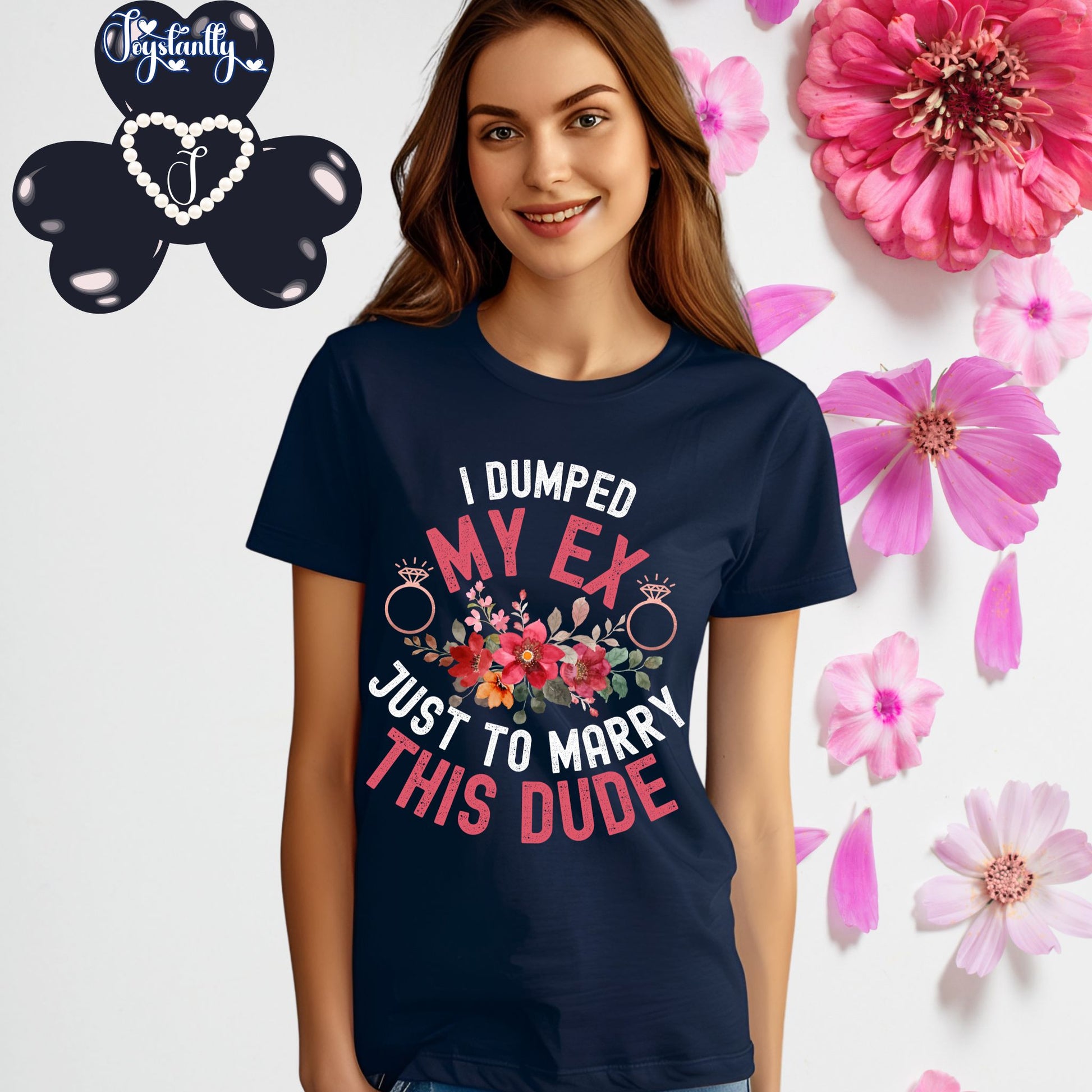 Navy Blue T-shirt. Cute Engagement Party T-Shirt 