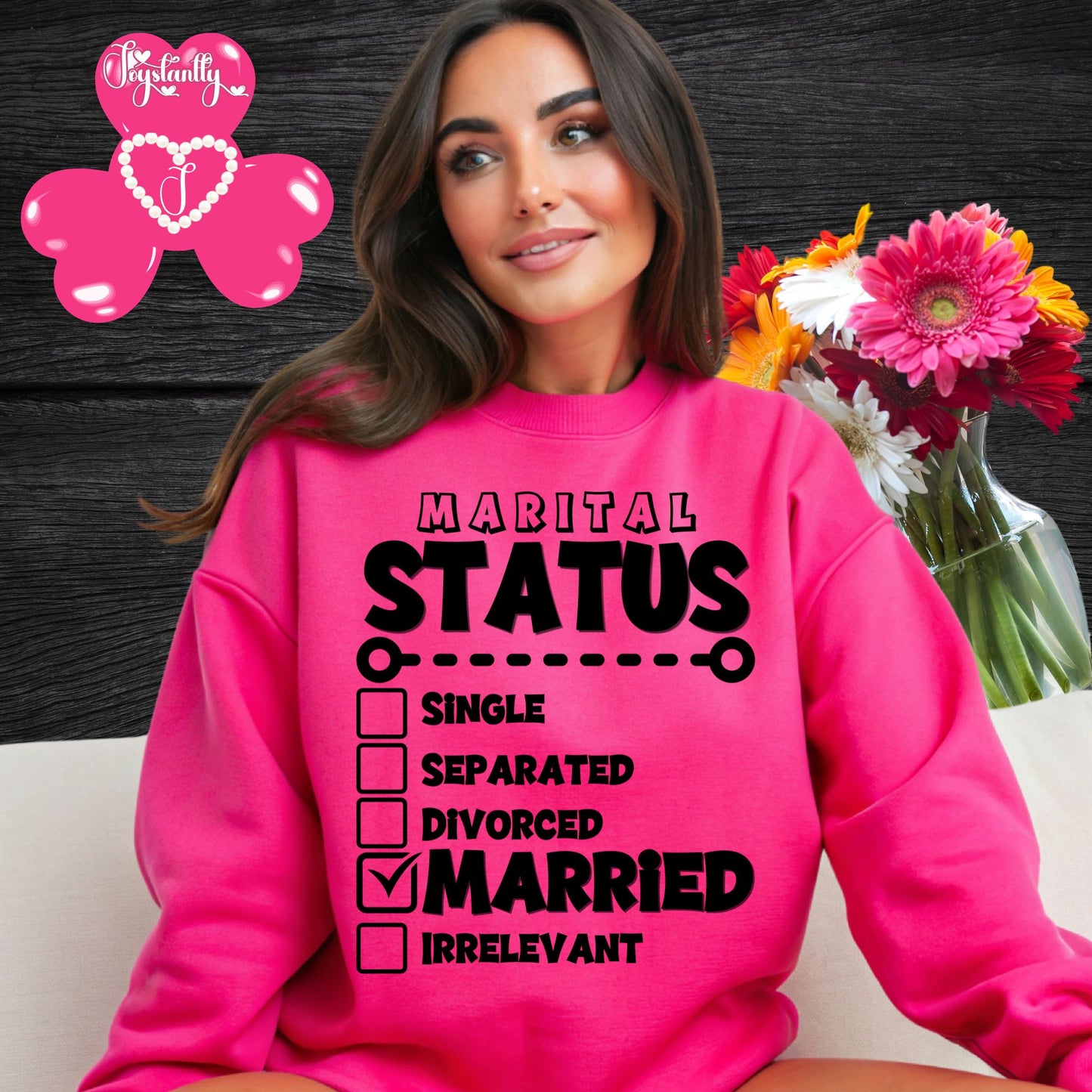 Heliconia Deep Pink Sweatshirt for Newlyweds. Honeymoon Sweatshirt For Brides.