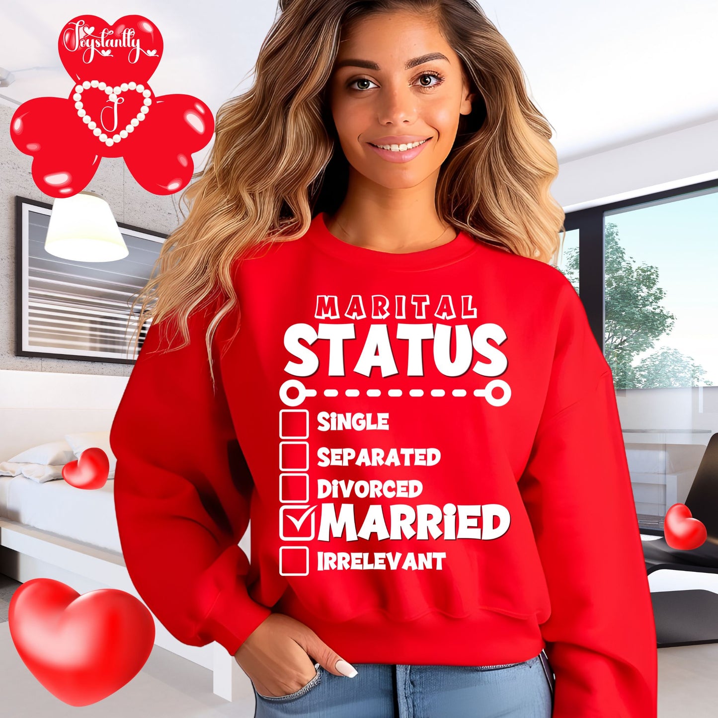 Red Sweatshirt for Newlyweds. Honeymoon sweatshirt For Brides.
