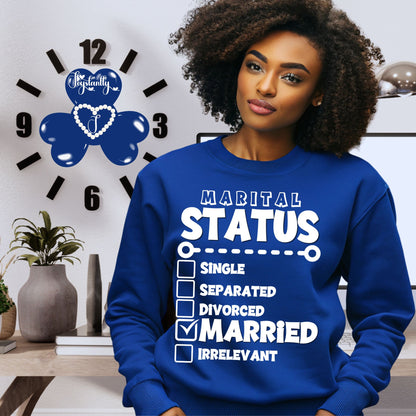 Royal Blue Sweatshirt for Newlyweds. Honeymoon sweatshirt For Brides.