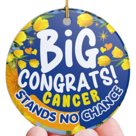 Victory Over Cancer Ceramic Ornament | Celebration and Congratulations Gift | Hopeful Keepsake and Recovery Milestone