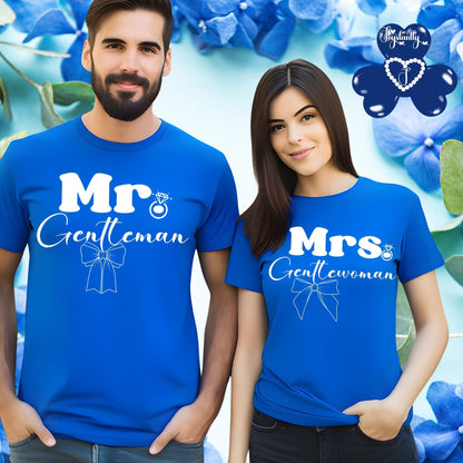 Couple Matching T-shirts | Mrs. Gentlewoman + Mr. Gentleman | Two Super shirts