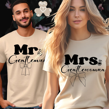 Couple Matching T-shirts | Mrs. Gentlewoman + Mr. Gentleman | Two Super shirts