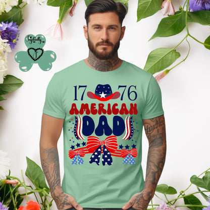 Mint Green American T-shirt.  Best Shirt for American Dads. 4th of July T-shirt.