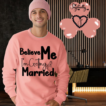 Light pink sweatshirt for groom's bachelorette party.