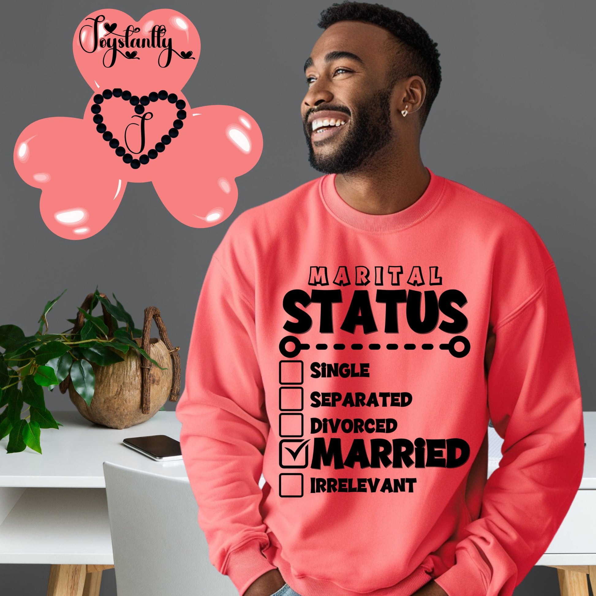 Heliconia Deep Pink Sweatshirt for Newlyweds. Honeymoon Sweatshirt For Grooms.