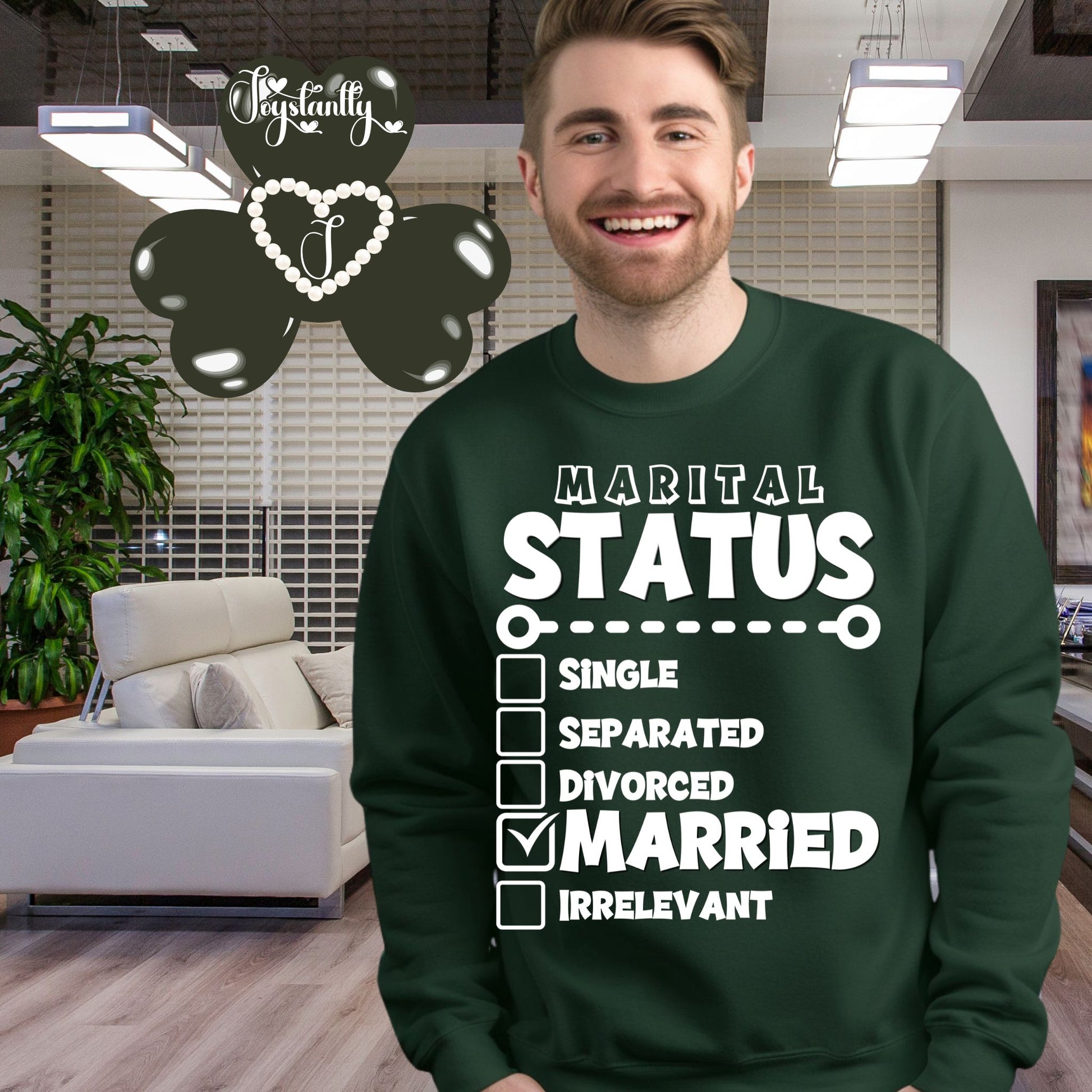 Military Green Sweatshirt for Newlyweds. Honeymoon Sweatshirt For Grooms.