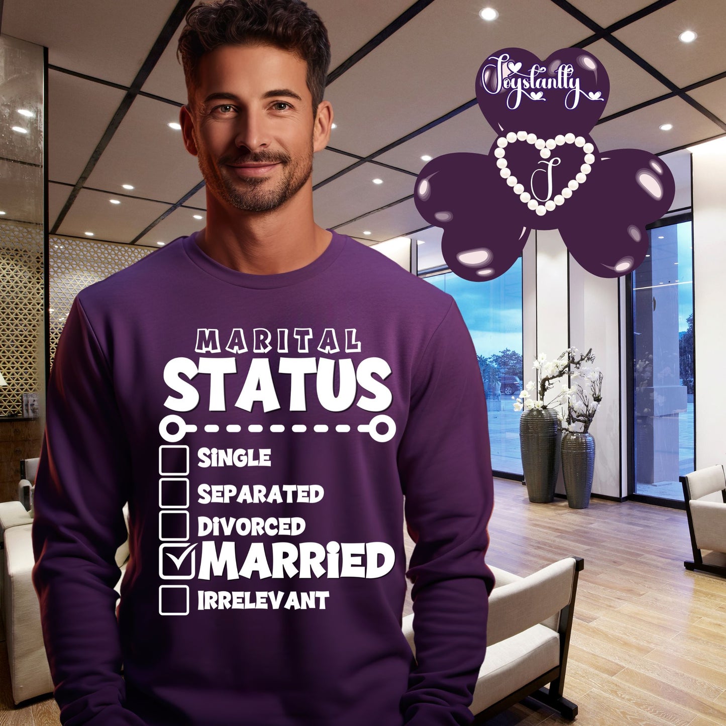 Purple Sweatshirt for Newlyweds. Honeymoon Sweatshirt For Grooms.