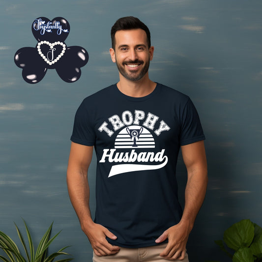 Navy Blue Shirt. Trophy Husband. Funny T-shirt.