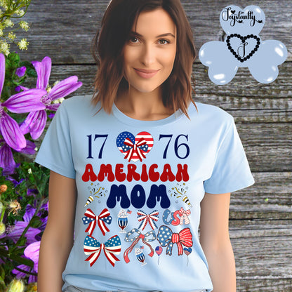 Blue American T-shirt.  Best Shirt for American Moms. 4th of July T-shirt.