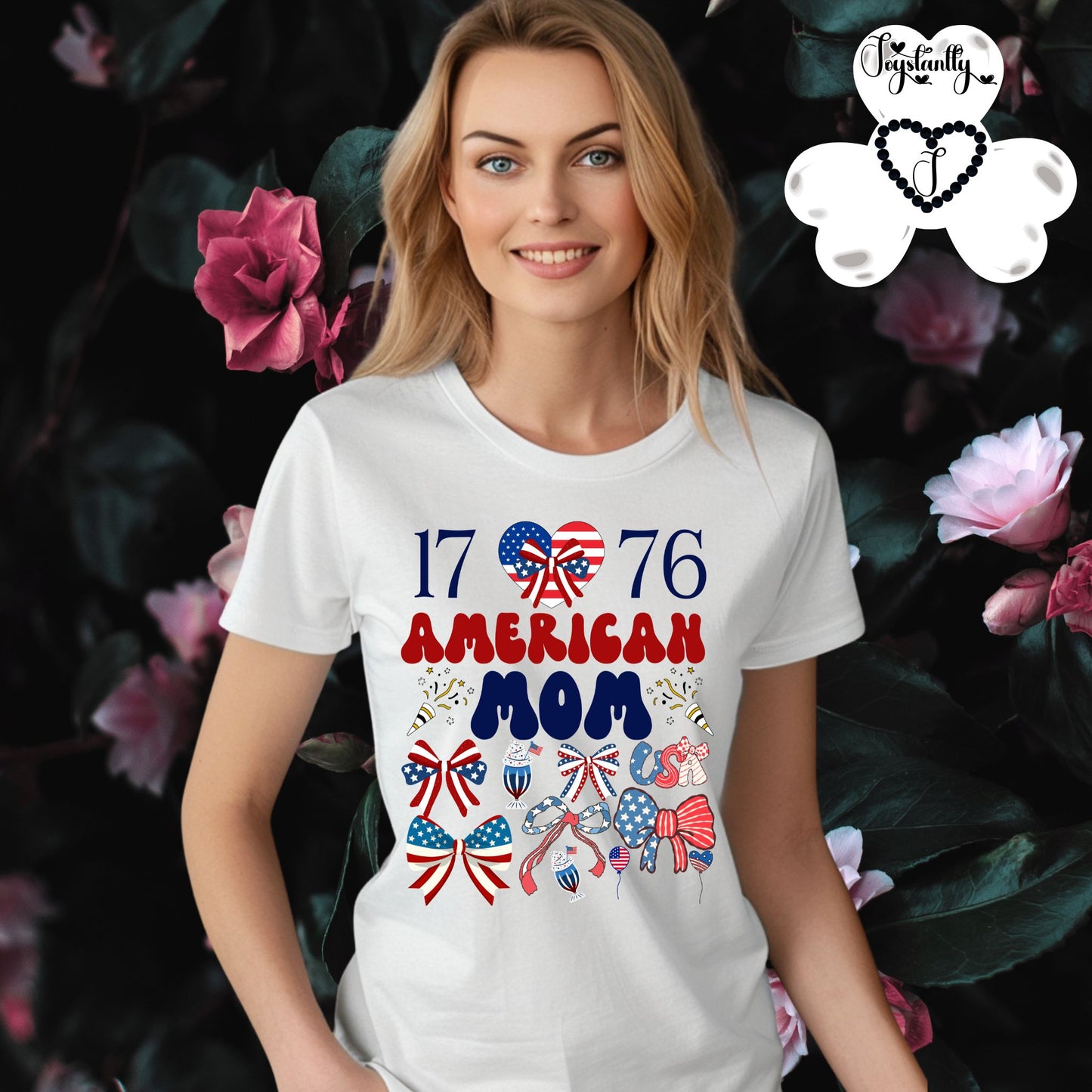 White American T-shirt.  Best Shirt for American Moms. 4th of July T-shirt.