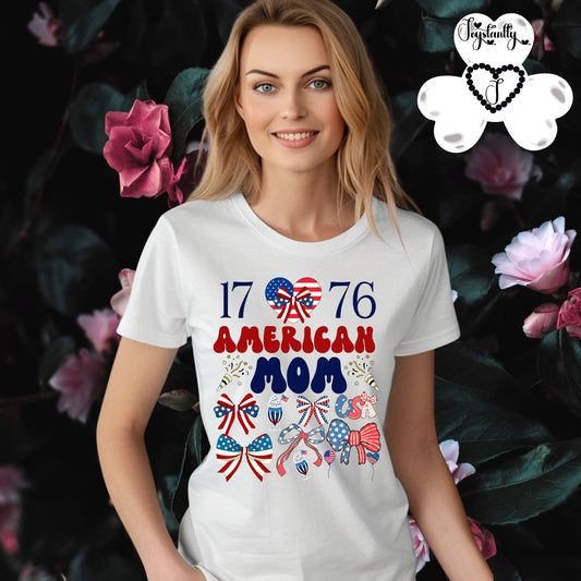 White American T-shirt.  Best Shirt for American Moms. 4th of July T-shirt.