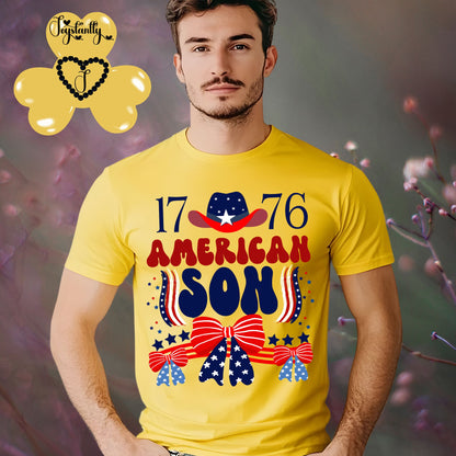 American Yellow T-shirt.  Best Shirt for American Sons. 4th of July T-shirt.